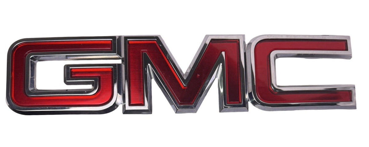 OEM 2007-2014 GMC Acadia GM Yukon GM Chrome Red Grille Emblem Logo 15126352 — Part# 15126352