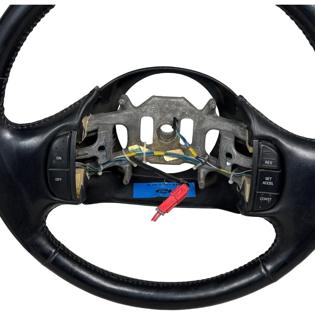 1997-2003 Ford F-150 Black Leather Steering Wheel w Cruise OEM 2L34-3F563-BAW - Photo 4