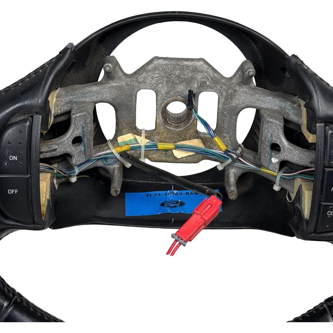 1997-2003 Ford F-150 Black Leather Steering Wheel w Cruise OEM 2L34-3F563-BAW - Photo 7