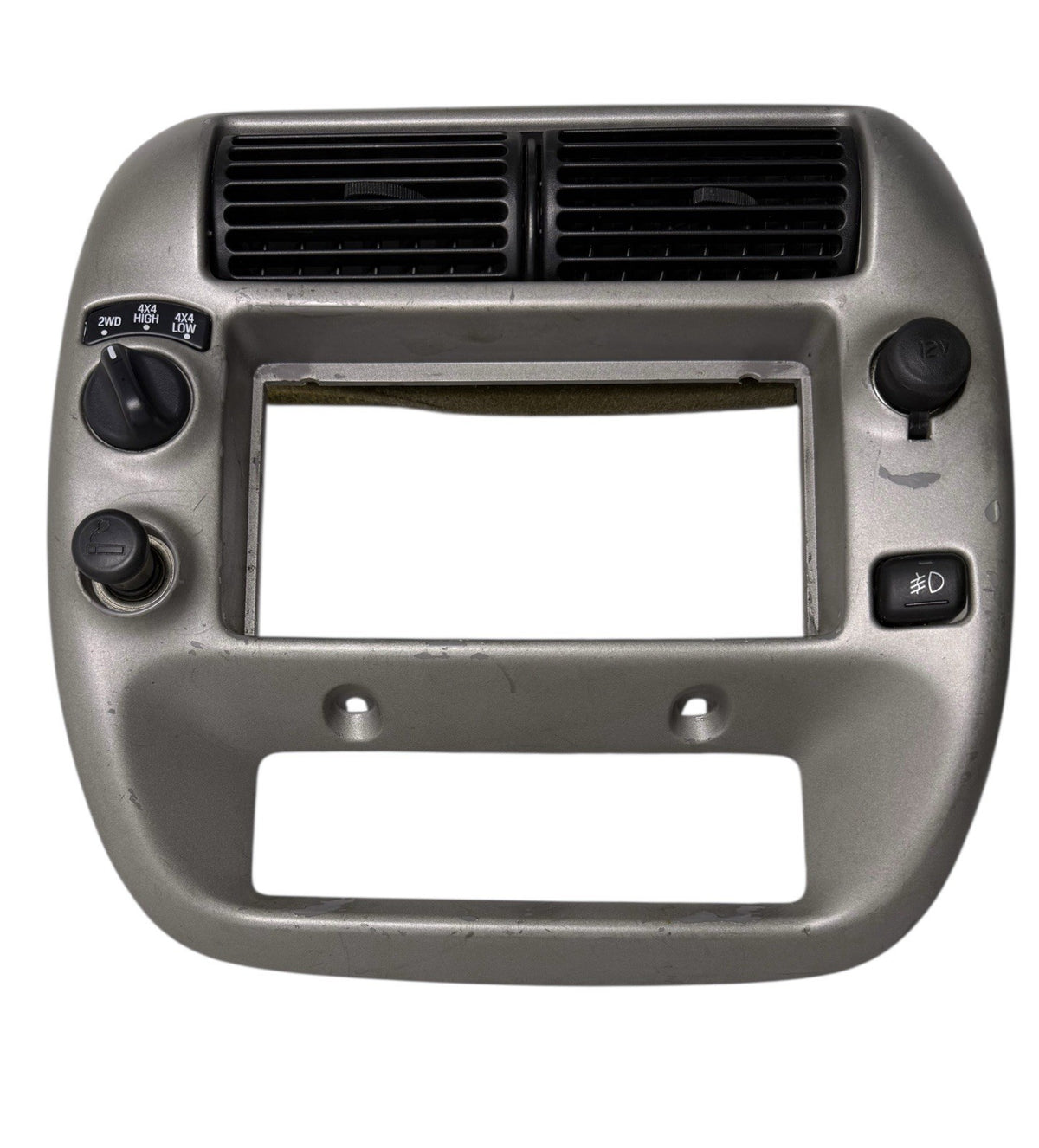 Dashboard Radio Heater Bezel w/ 4x4, Fog Lights & Lighter 1L5Z-10044D70-BA-SVR for 1995-2004 Ford Ranger — photo 5