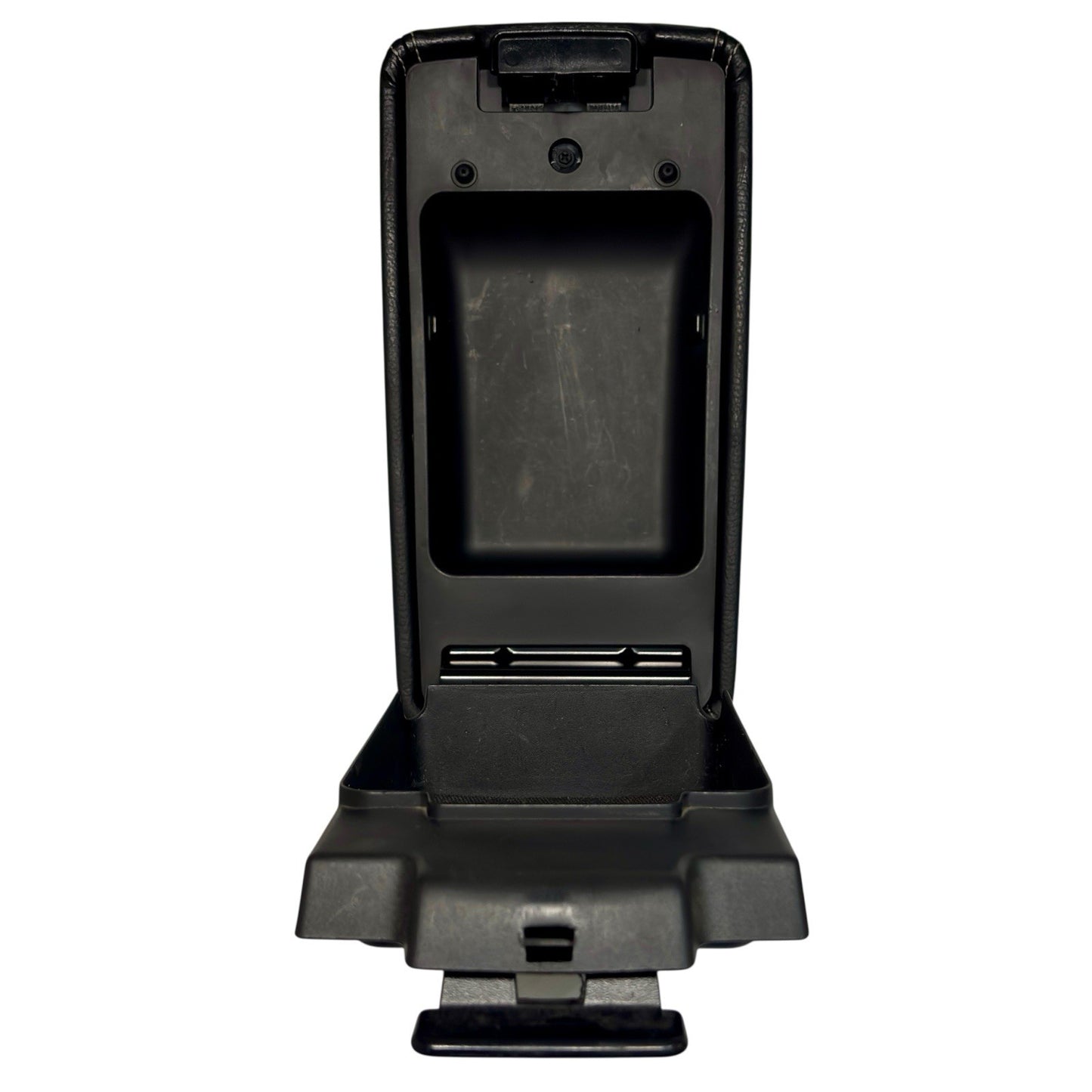 OEM 2006–12 Fusion & Milan Console Armrest Lid – Black Leather w/Gray Stitch