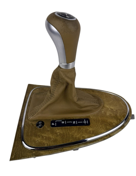 07-09 Mercedes W211 E350 E550 Shift Shifter Knob Boot Cover Bezel Trim Wood OEM