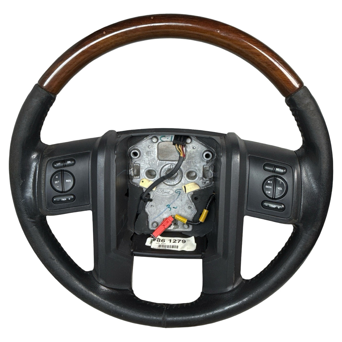 2007-2014 Ford Expedition Leather and Wood Steering Wheei OEM 7L143F563CN35B8 - Photo 4